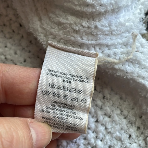 Free People Coco V-neck White Cotton Cable front sweater XS - Picture 3 of 5